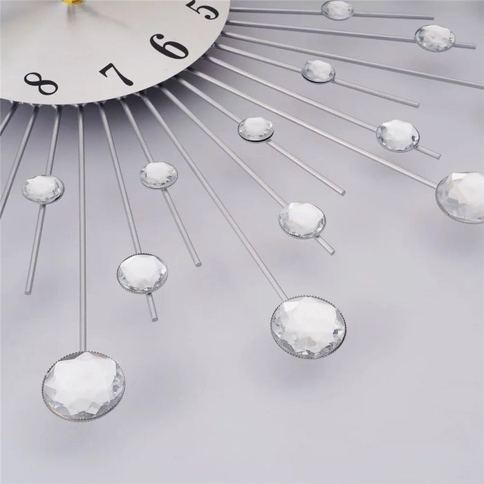 WM97 50 x 50cm Wrought Iron Wall Clock for Living Room Home Decor Quartz Clock Rhinestone Accents - 6