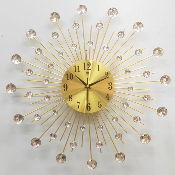 WM445 50 x 50cm Wrought Iron Wall Clock for Living Room Home Decor Quartz Clock Rhinestone Accents - 1