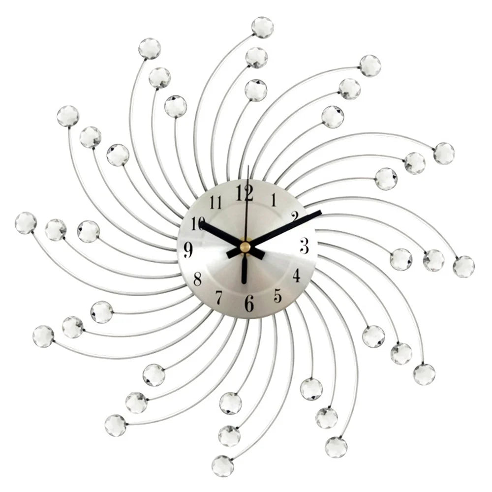 WM12 33 x 33cm Wall Mount Clock Wrought Iron Silent Quartz Clock for Living Room Decor - 1