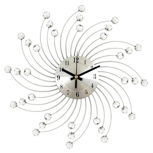 WM12 33 x 33cm Wall Mount Clock Wrought Iron Silent Quartz Clock for Living Room Decor - 1