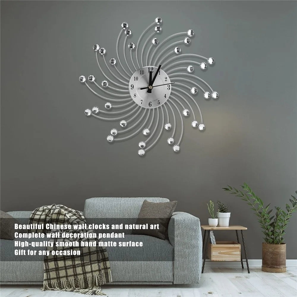 WM12 33 x 33cm Wall Mount Clock Wrought Iron Silent Quartz Clock for Living Room Decor - 2
