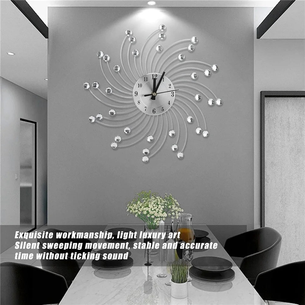 WM12 33 x 33cm Wall Mount Clock Wrought Iron Silent Quartz Clock for Living Room Decor - 3