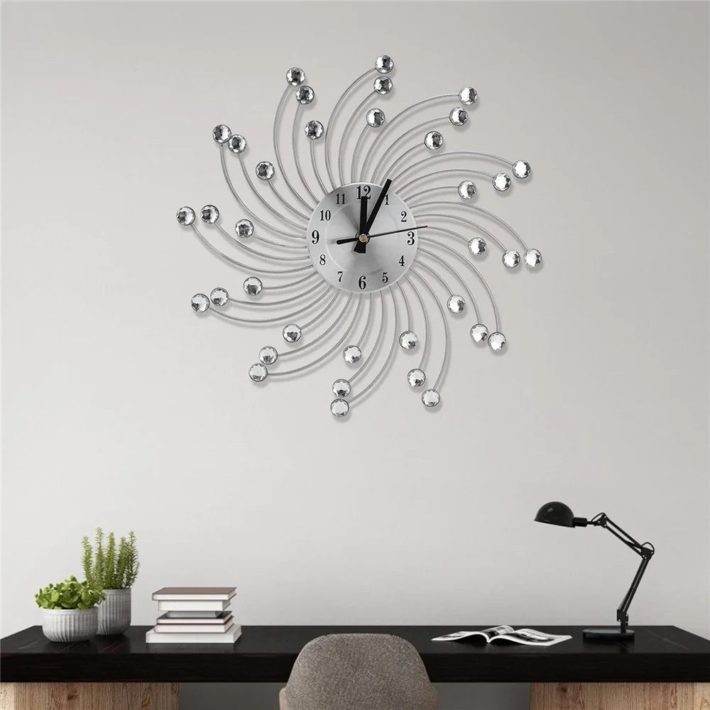 WM12 33 x 33cm Wall Mount Clock Wrought Iron Silent Quartz Clock for Living Room Decor - 4