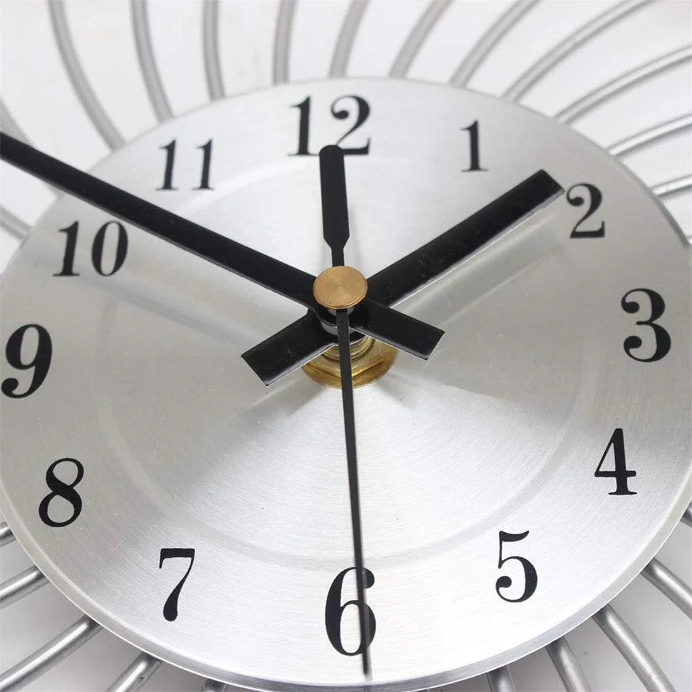 WM12 33 x 33cm Wall Mount Clock Wrought Iron Silent Quartz Clock for Living Room Decor - 5
