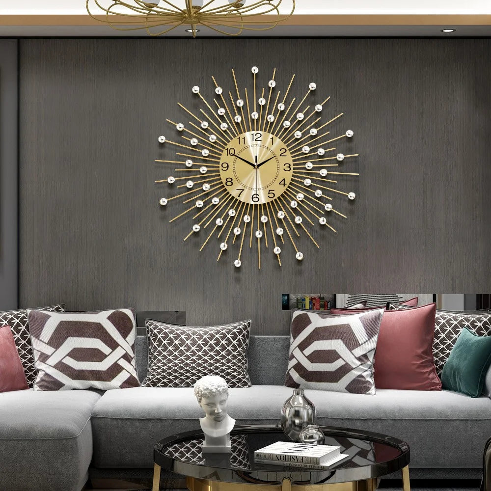 WM195 European Style Creative Wall Clock Modern Decorative Iron Art Quartz Clock for Living Room - 2
