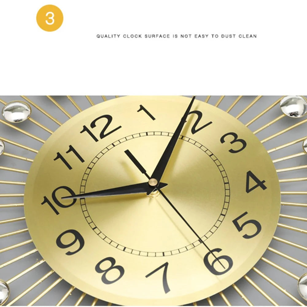 WM195 European Style Creative Wall Clock Modern Decorative Iron Art Quartz Clock for Living Room - 5