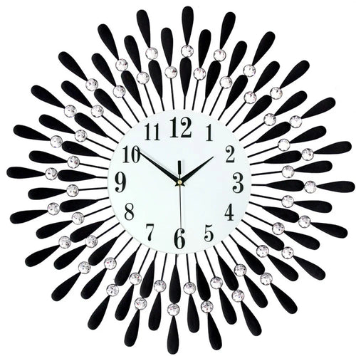 Creative Iron Glass Wall Clock Decorative Silent Quartz Clock for Living Room, 38x38cm - Black - 1