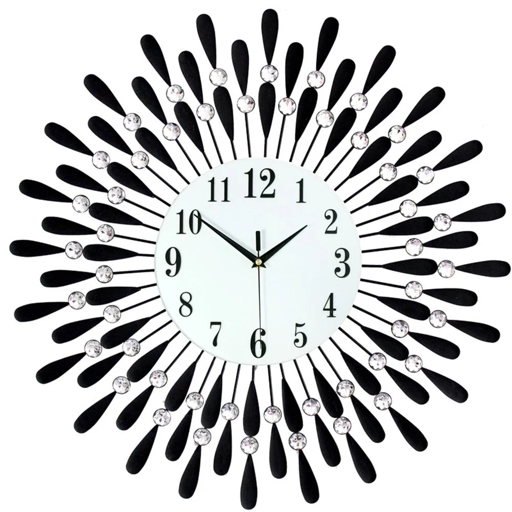 Creative Iron Glass Wall Clock Decorative Silent Quartz Clock for Living Room, 60x60cm - 1