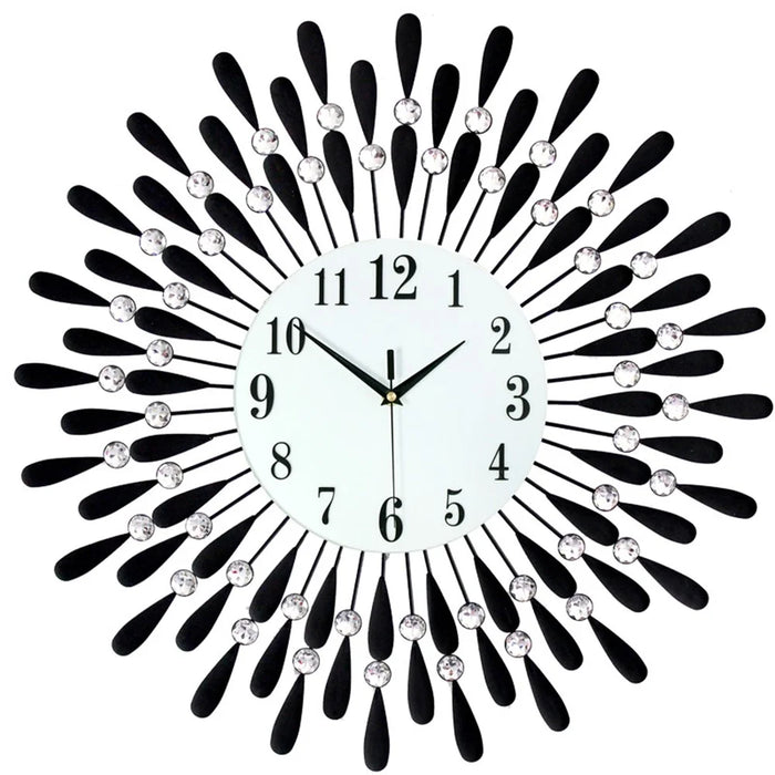 Creative Iron Glass Wall Clock Decorative Silent Quartz Clock for Living Room, 60x60cm - 1