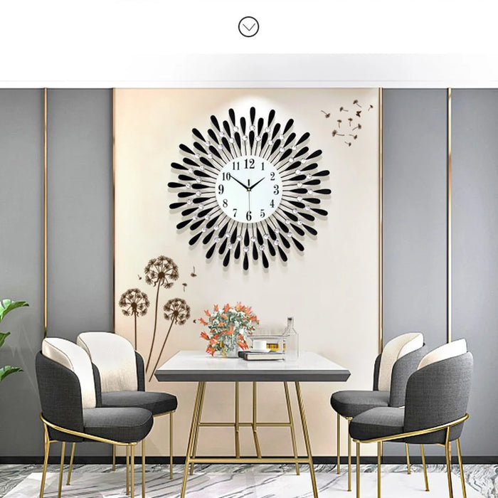 Creative Iron Glass Wall Clock Decorative Silent Quartz Clock for Living Room, 60x60cm - 2