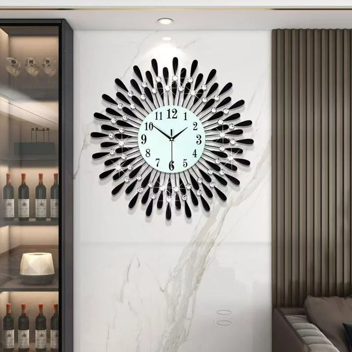 Creative Iron Glass Wall Clock Decorative Silent Quartz Clock for Living Room, 60x60cm - 4