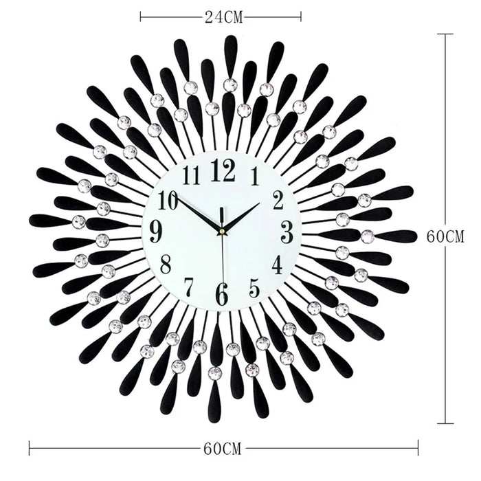 Creative Iron Glass Wall Clock Decorative Silent Quartz Clock for Living Room, 60x60cm - 6