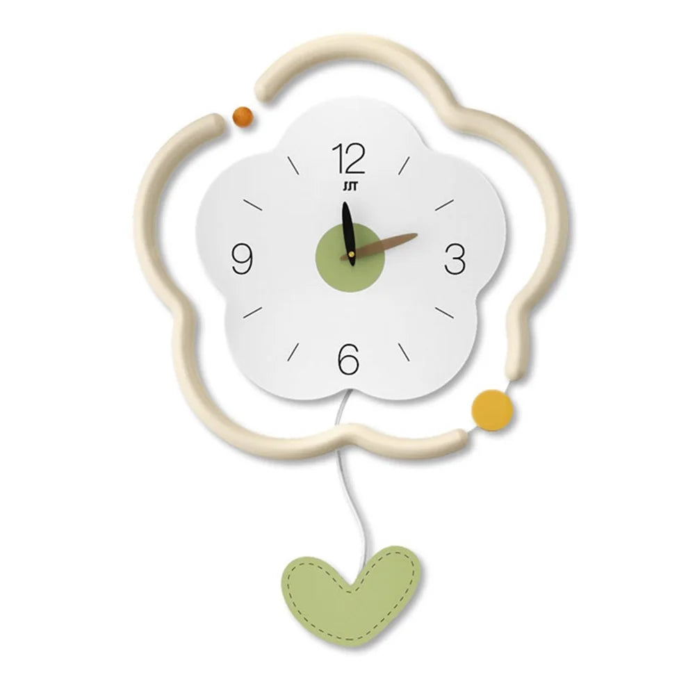 Flower Shape Wood + Acrylic Wall Clock Silent Creative Clock Living Room Home Decor, Size S - 1