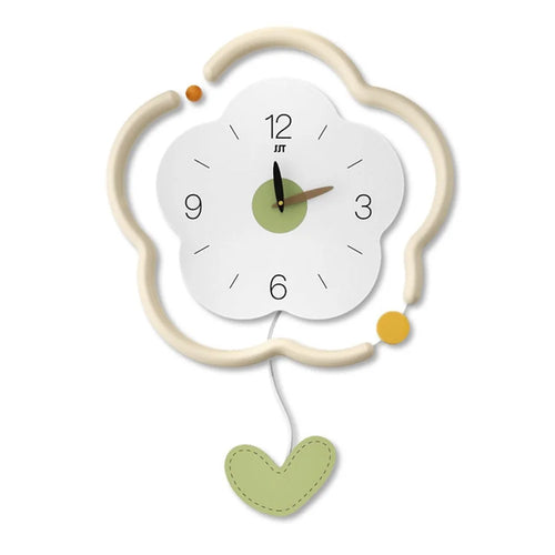 Flower Shape Wood + Acrylic Wall Clock Silent Creative Clock Living Room Home Decor, Size S - 1