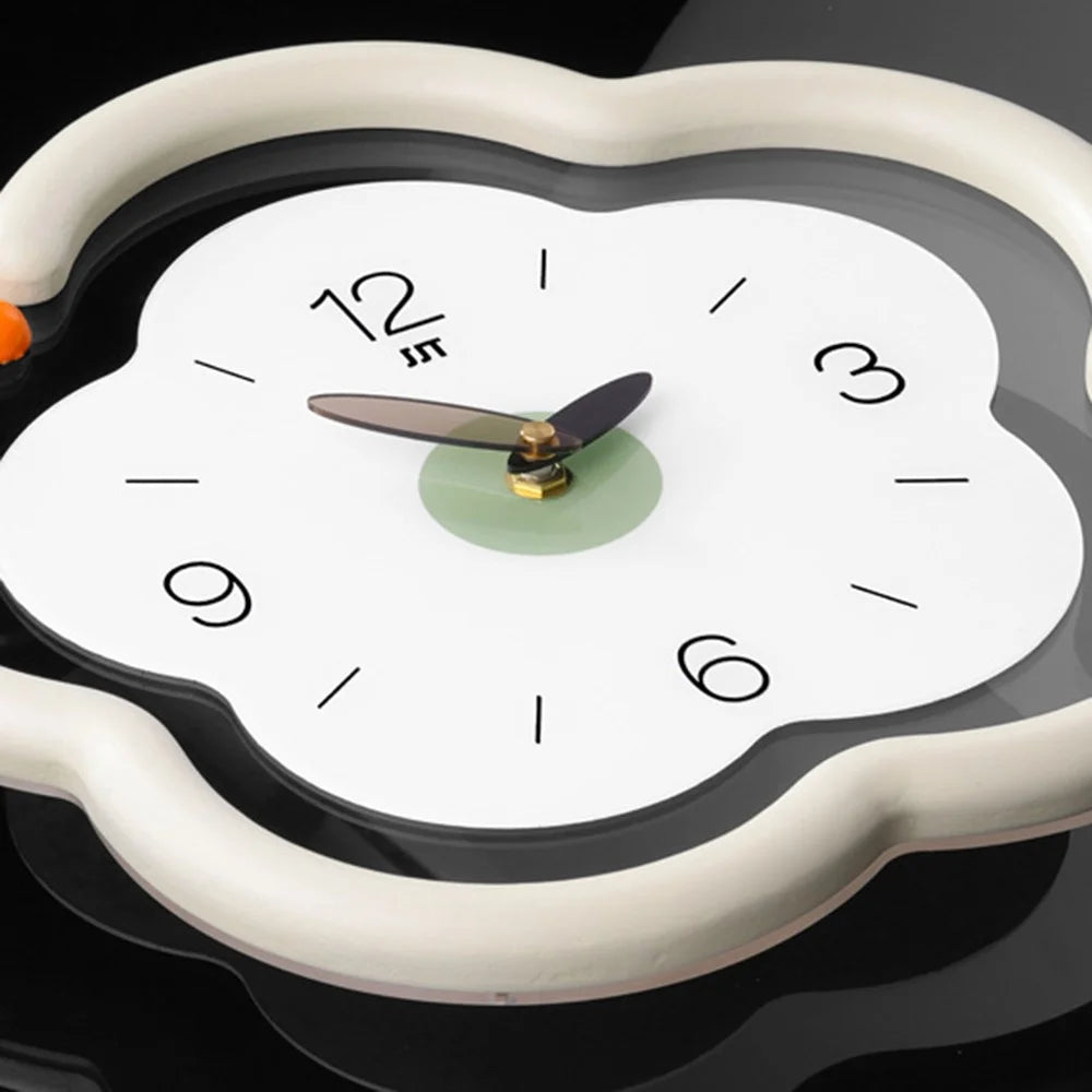 Flower Shape Wood + Acrylic Wall Clock Silent Creative Clock Living Room Home Decor, Size S - 3