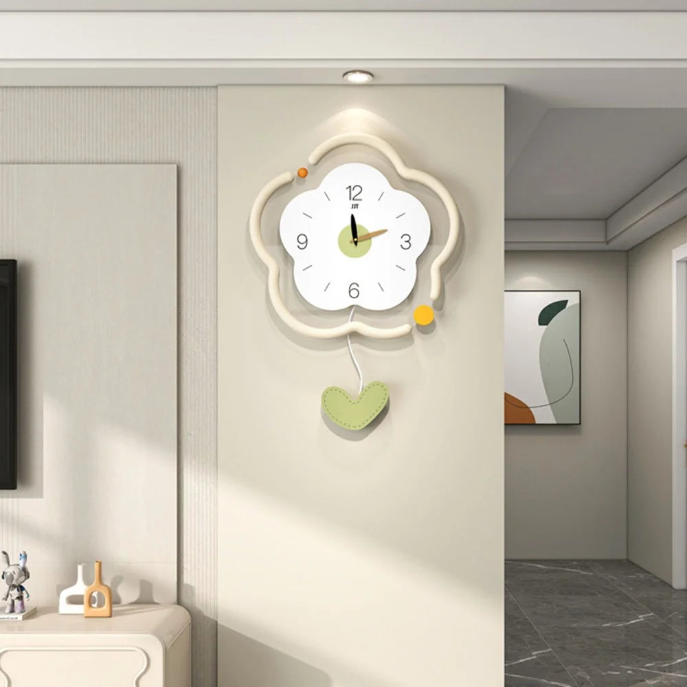 Flower Shape Wood + Acrylic Wall Clock Silent Creative Clock Living Room Home Decor, Size S - 6