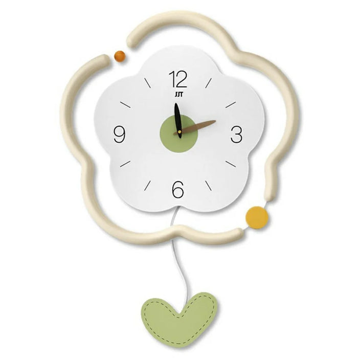 Flower Shape Wood + Acrylic Wall Clock Silent Creative Clock Living Room Home Decor, Size L - 1
