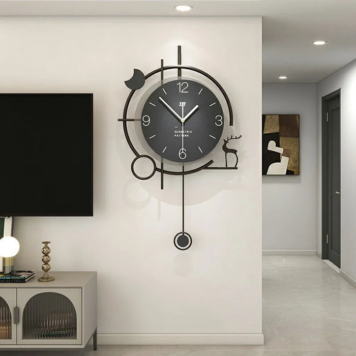 Modern Wall Clock Decorative Wooden Metal Quartz Clock Living Room Creative Silent Timepiece, Size S - 6