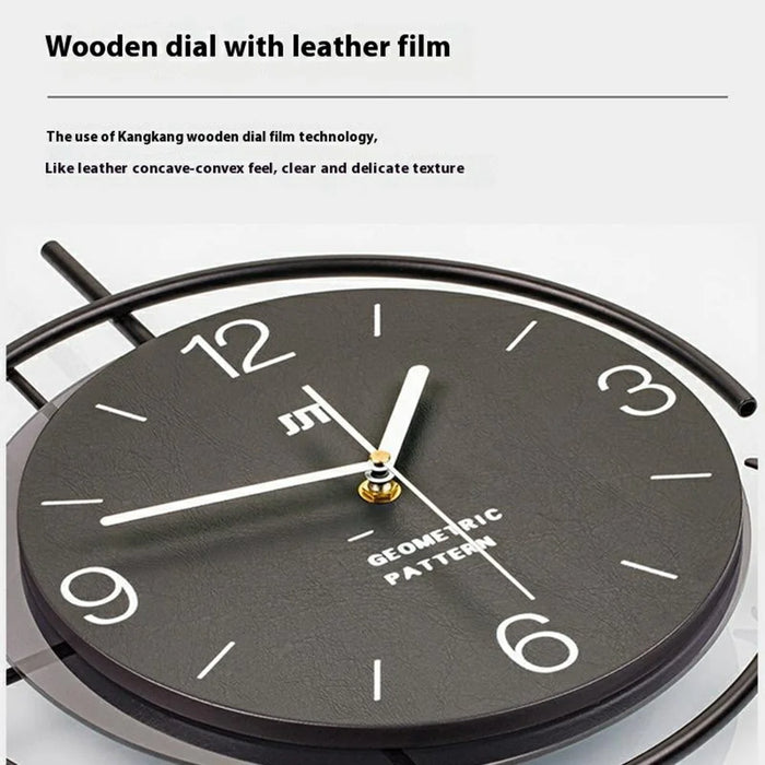 Modern Wall Clock Decorative Wooden Metal Quartz Clock Living Room Creative Silent Timepiece, Size M - 3