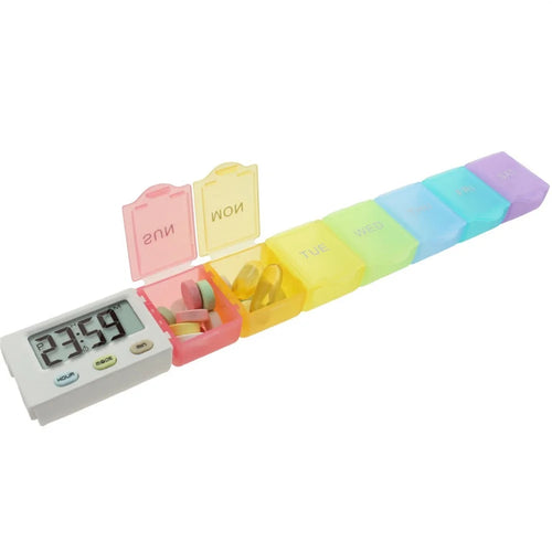 7 Compartment Portable Travel Pill Organizer Weekly Medicine Box Storage Container Multicolor Design - 1