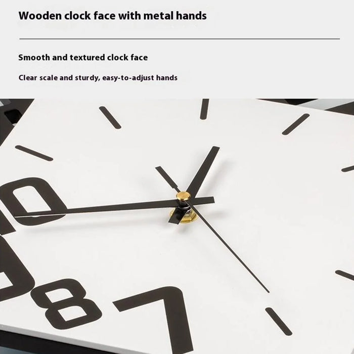 JT1850 34x63cm Minimalist Style Wrought Iron Wall Clock with Wooden Dial Quartz Clock for Home Decor - 6