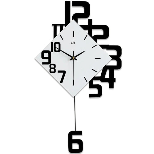 JT1850 38x69cm Minimalist Style Wrought Iron Wall Clock with Wooden Dial Quartz Clock for Home Decor - 1