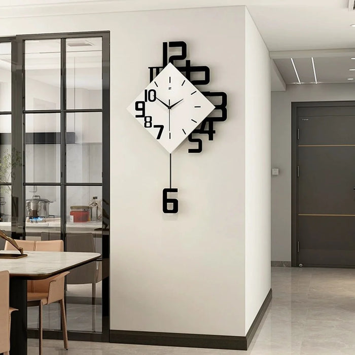 JT1850 38x69cm Minimalist Style Wrought Iron Wall Clock with Wooden Dial Quartz Clock for Home Decor - 3