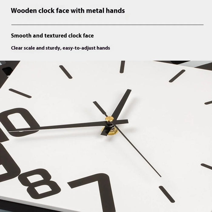 JT1850 38x69cm Minimalist Style Wrought Iron Wall Clock with Wooden Dial Quartz Clock for Home Decor - 4