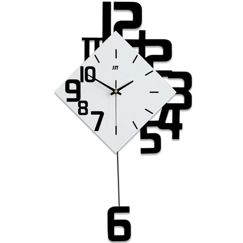 JT1850 50x84cm Minimalist Style Wrought Iron Wall Clock with Wooden Dial Quartz Clock for Home Decor - 1
