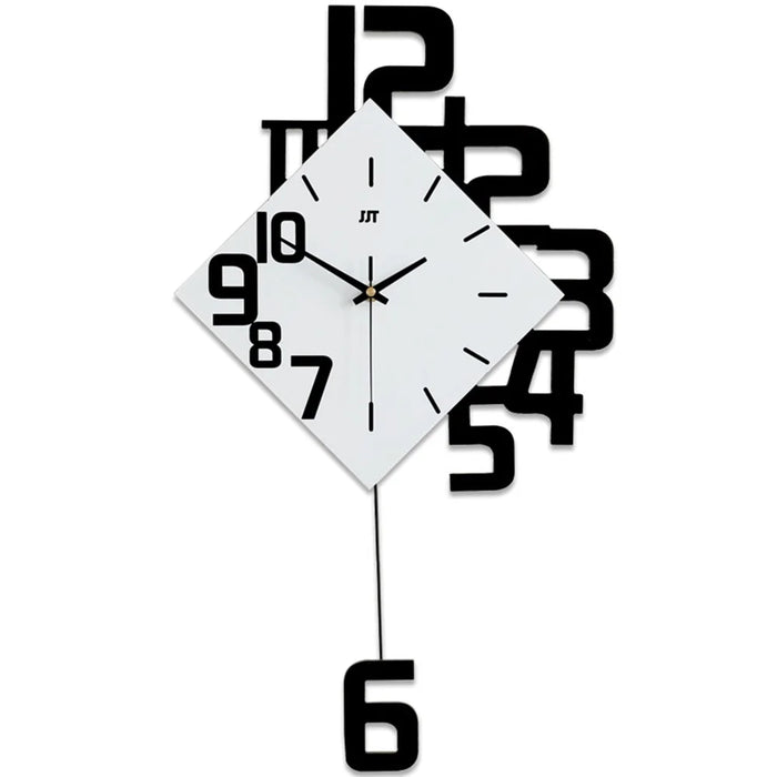 JT1850 50x84cm Minimalist Style Wrought Iron Wall Clock with Wooden Dial Quartz Clock for Home Decor - 1