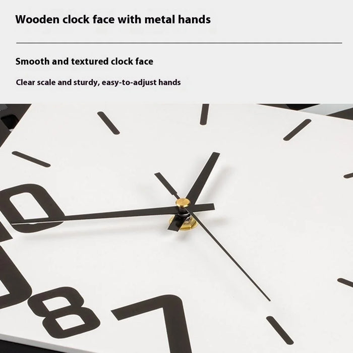 JT1850 50x84cm Minimalist Style Wrought Iron Wall Clock with Wooden Dial Quartz Clock for Home Decor - 5