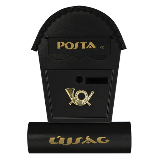European Style Outdoor Wall Mounted Letterbox Metal Mailbox Lockable Suggestion Box Weatherproof Post Box - Black - 1