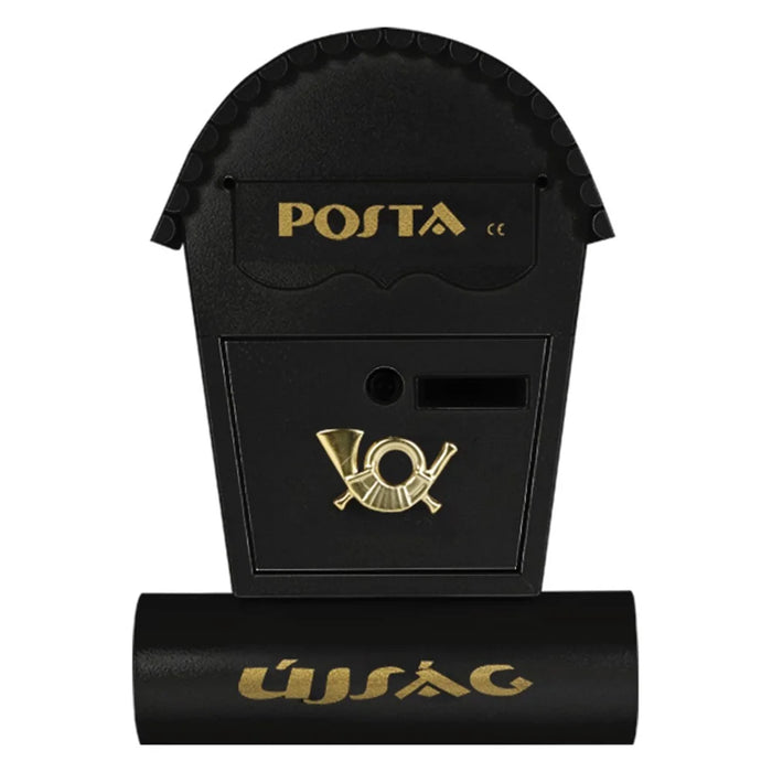 European Style Outdoor Wall Mounted Letterbox Metal Mailbox Lockable Suggestion Box Weatherproof Post Box - Black - 1