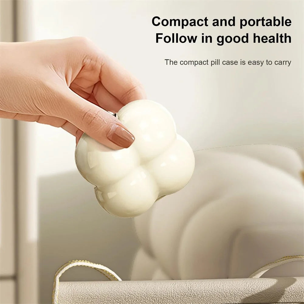 7 Compartments Floral Shape Mini Pill Organizer Portable Jewelry Ring Necklace Storage Box (BPA Free, No FDA) - White - 5