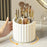 Rotating Makeup Brush Holder Organizer for Vanity Table 7 Compartments Cosmetic Storage Container, without Lid - White - 2