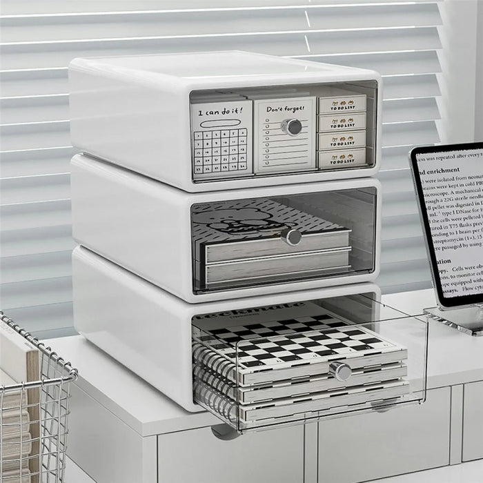 Size M Stackable Desktop Organizer Drawer Storage Box for Makeup Jewelry Office Supplies - 2