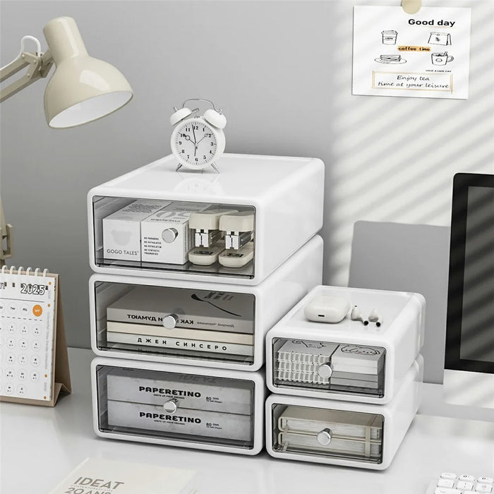 Size M Stackable Desktop Organizer Drawer Storage Box for Makeup Jewelry Office Supplies - 6