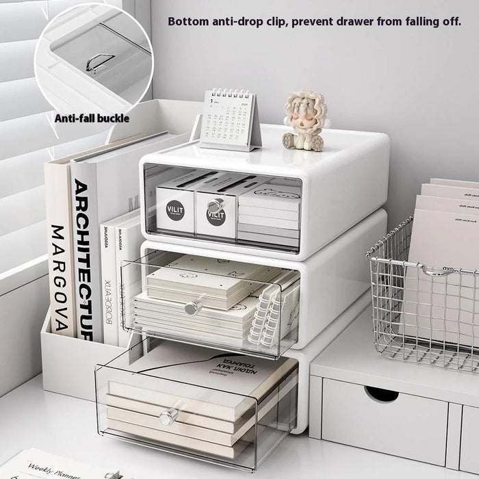 Size L Stackable Desktop Organizer Drawer Storage Box for Makeup Jewelry Office Supplies - 2