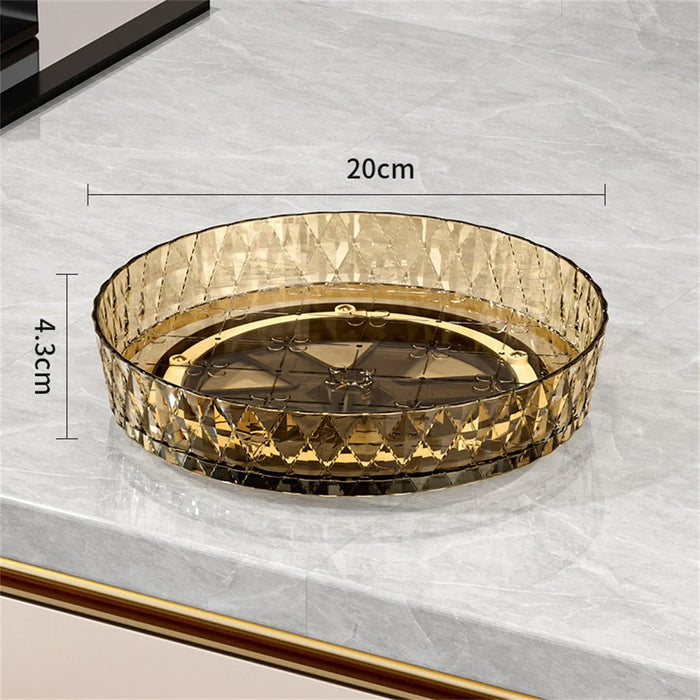 Rotating Storage Organizer For Kitchen Spices Fruit 360° Swivel Base Multi-Function Desktop Container - Transparent Brown - 1