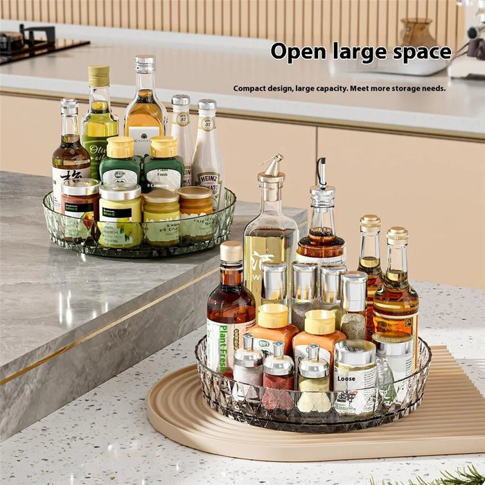 Rotating Storage Organizer For Kitchen Spices Fruit 360° Swivel Base Multi-Function Desktop Container - Transparent Brown - 6
