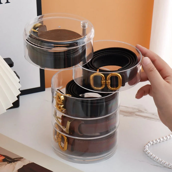 5 Tier Acrylic Belt Organizer Rotating Jewelry Display Stand for Necklaces / Bracelets / Accessories Storage - 3