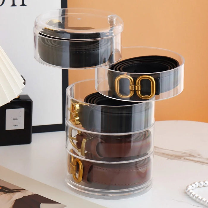 5 Tier Acrylic Belt Organizer Rotating Jewelry Display Stand for Necklaces / Bracelets / Accessories Storage - 4
