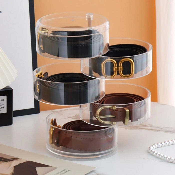 5 Tier Acrylic Belt Organizer Rotating Jewelry Display Stand for Necklaces / Bracelets / Accessories Storage - 6