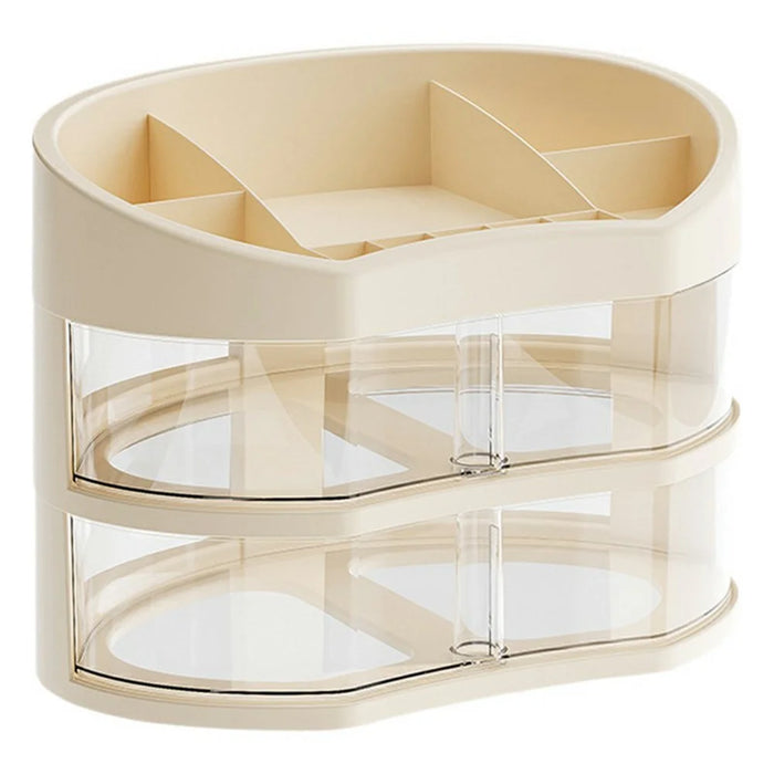 2 Layer Rotating Drawer Cosmetic Storage Box Dustproof Makeup Display Box Transparent Cosmetic Organizer - 1