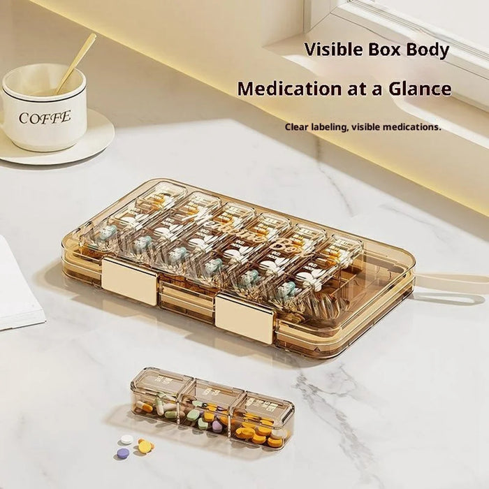 Pill Organizer 7 Day Weekly Medicine Box Portable Pill Container with Lid Multi Compartment for Travel / Home - Coffee - 3
