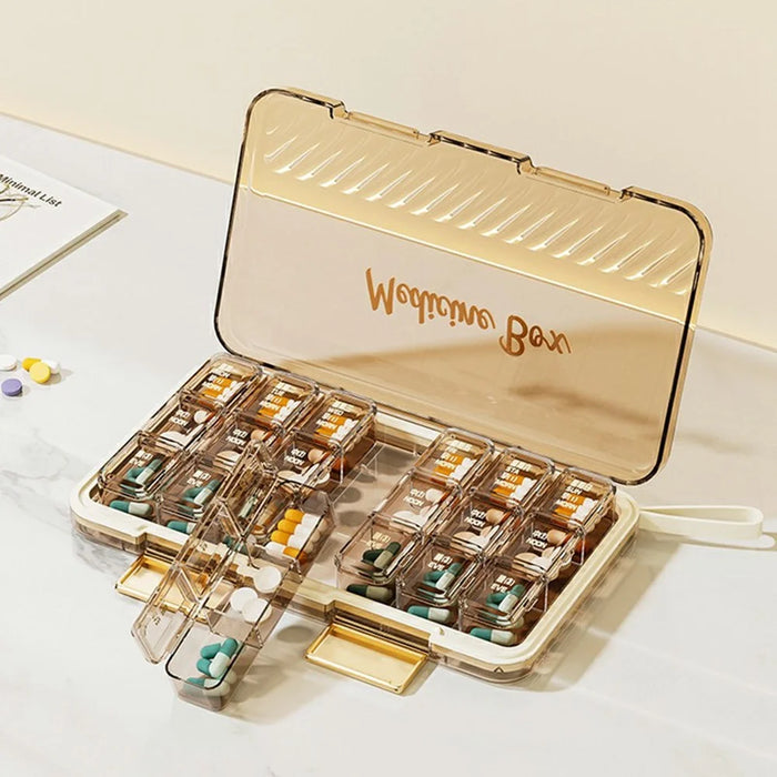 Pill Organizer 7 Day Weekly Medicine Box Portable Pill Container with Lid Multi Compartment for Travel / Home - Coffee - 5