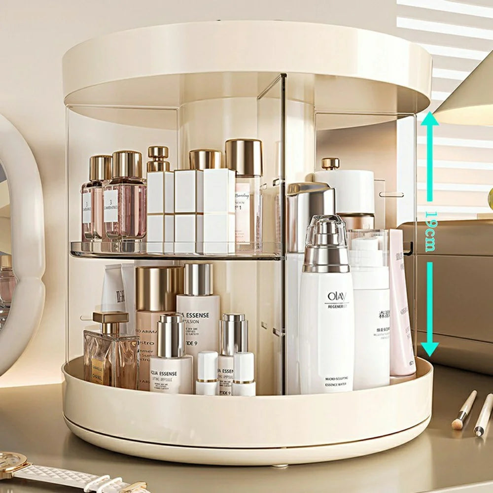 Rotating Makeup Organizer Desktop Cosmetic Storage Box Vanity Holder for Lipstick Brushes Transparent Container - 2