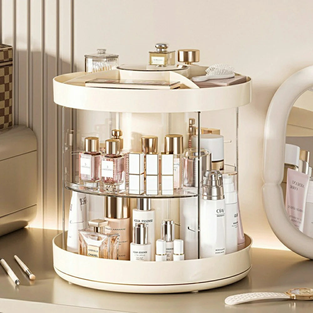Rotating Makeup Organizer Desktop Cosmetic Storage Box Vanity Holder for Lipstick Brushes Transparent Container - 4