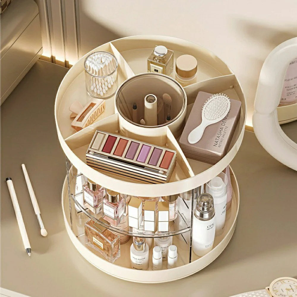 Rotating Makeup Organizer Desktop Cosmetic Storage Box Vanity Holder for Lipstick Brushes Transparent Container - 5