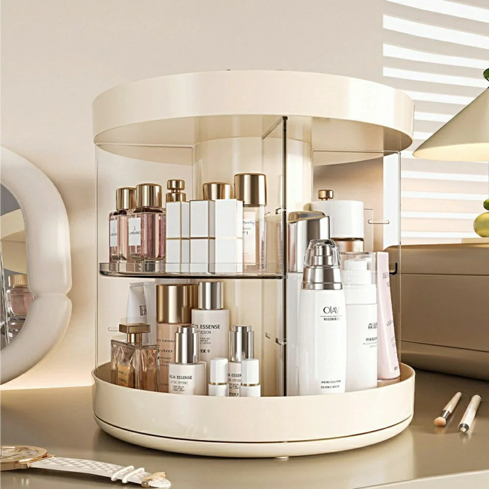 Rotating Makeup Organizer Desktop Cosmetic Storage Box Vanity Holder for Lipstick Brushes Transparent Container - 6